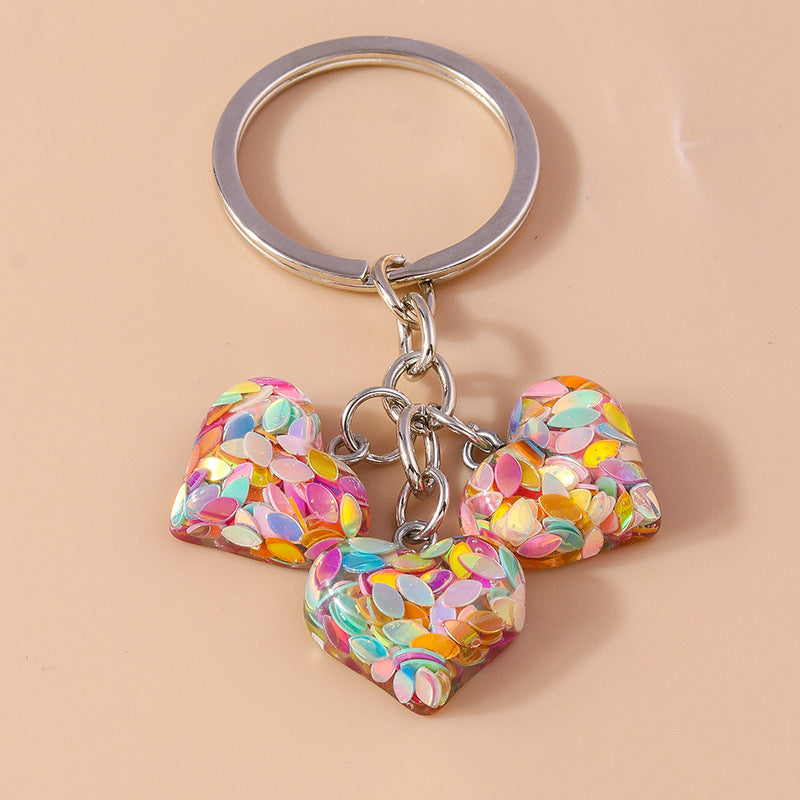 Wholesale Color Love Sequin Keychains